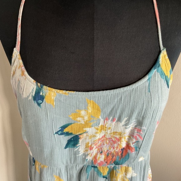 O'Neill Jasmine Powder Blue Floral Beach Mini Dress L Large Strappy Lined Rare - Picture 7 of 11